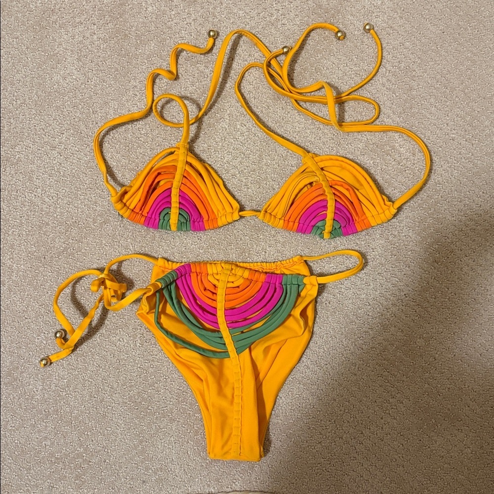 Yellow Multicolor String Bikini Set - Women OLIVIA LONDON
